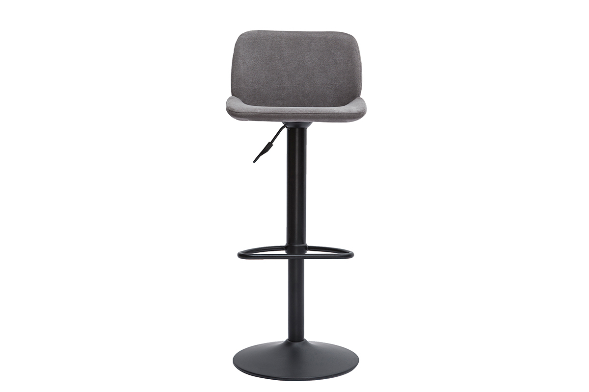 Barhocker hhenverstellbar Stoff mit Samteffekt in Grau und schwarzes Metall (2er-Set) KAOLY