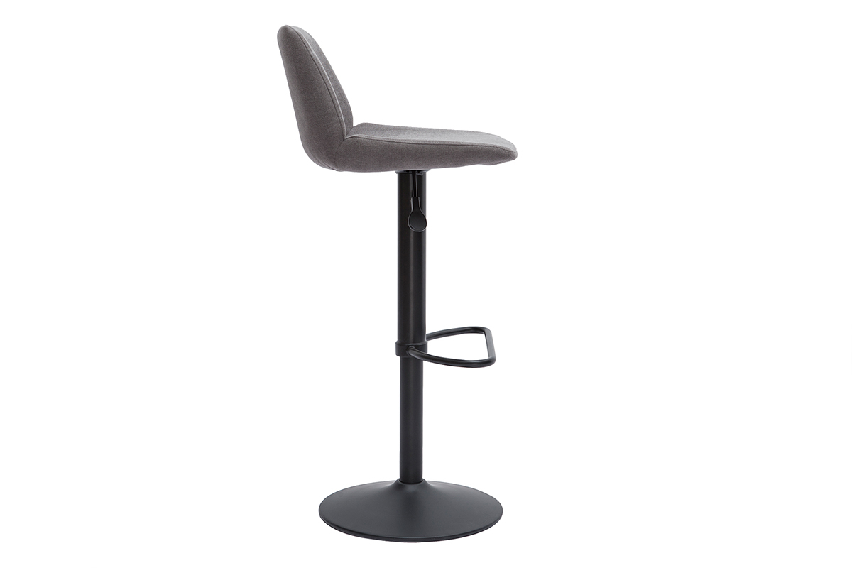 Barhocker hhenverstellbar Stoff mit Samteffekt in Grau und schwarzes Metall (2er-Set) KAOLY