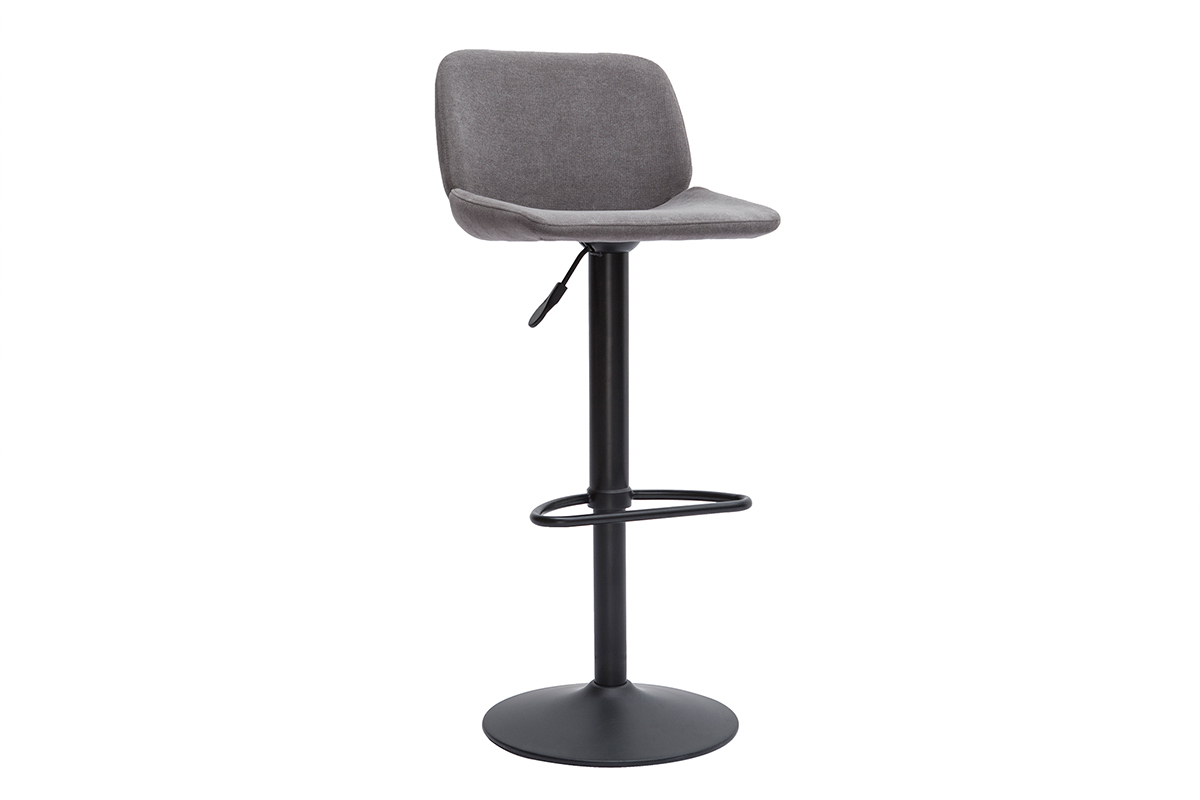 Barhocker hhenverstellbar Stoff mit Samteffekt in Grau und schwarzes Metall (2er-Set) KAOLY