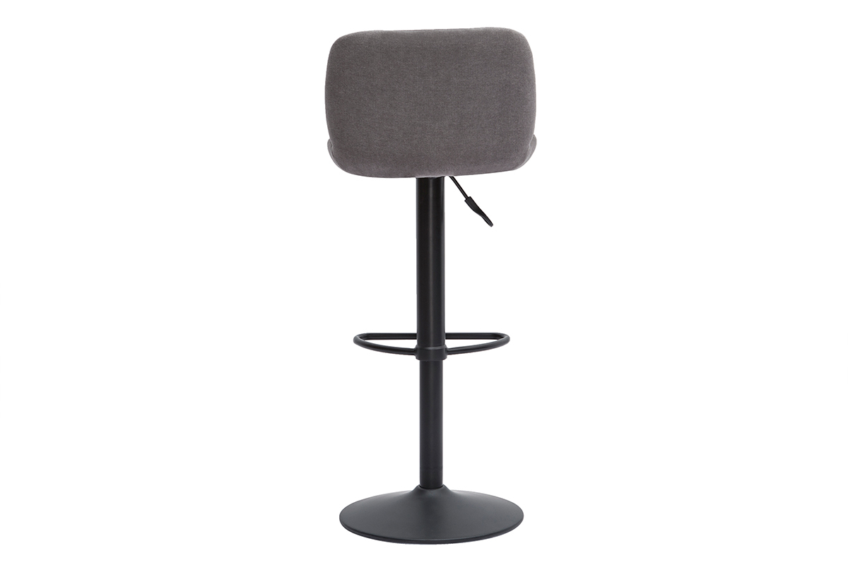 Barhocker hhenverstellbar Stoff mit Samteffekt in Grau und schwarzes Metall (2er-Set) KAOLY