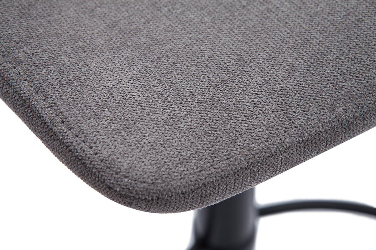 Barhocker hhenverstellbar Stoff mit Samteffekt in Grau und schwarzes Metall (2er-Set) KAOLY