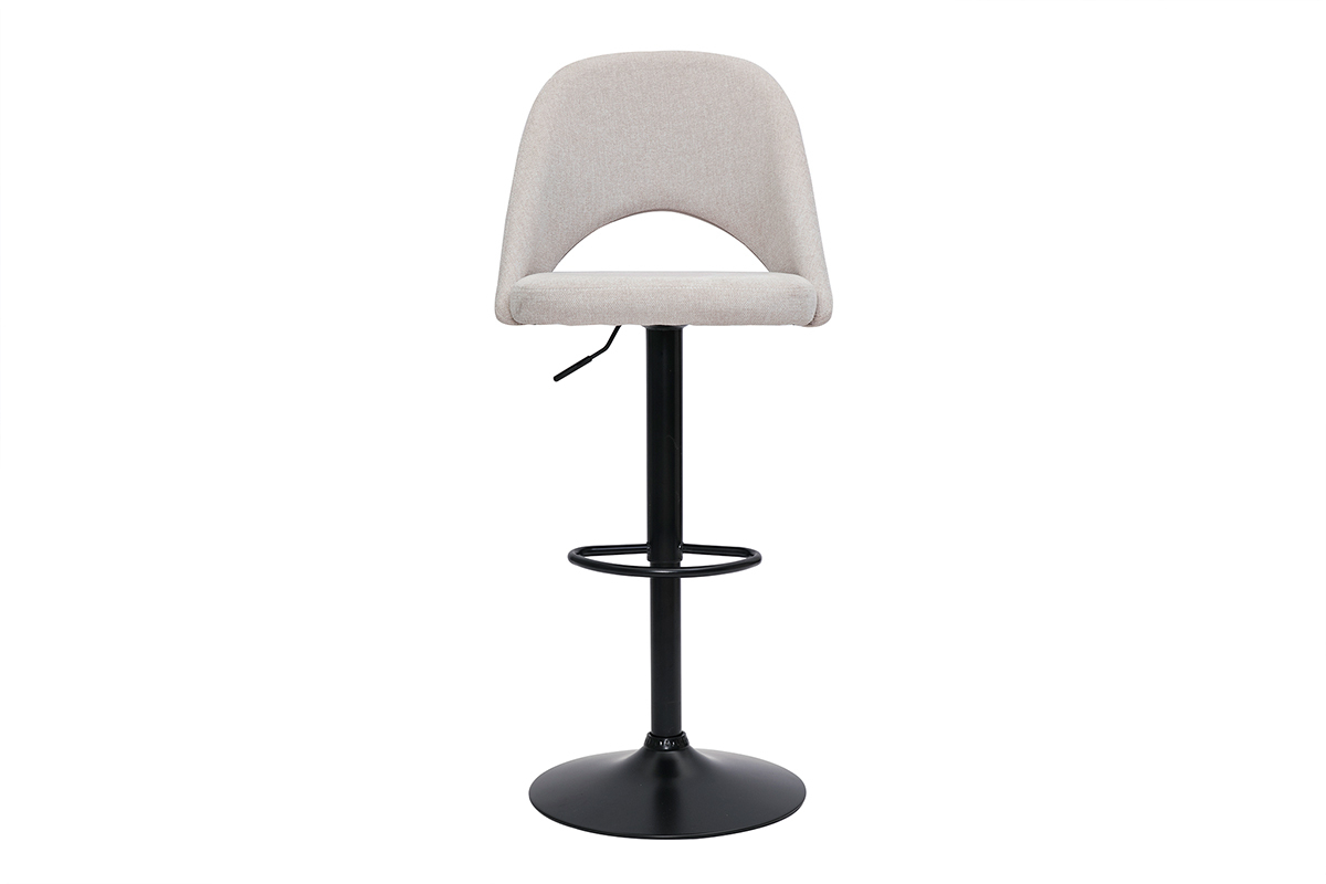 Barhocker hhenverstellbar Stoff mit strukturiertem Samteffekt in Beige und schwarzes Metall (2er-Set) COSETTE