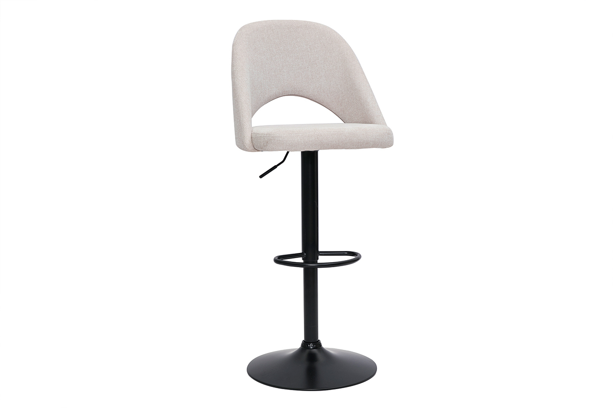 Barhocker hhenverstellbar Stoff mit strukturiertem Samteffekt in Beige und schwarzes Metall (2er-Set) COSETTE