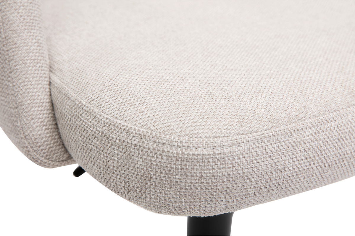 Barhocker hhenverstellbar Stoff mit strukturiertem Samteffekt in Beige und schwarzes Metall (2er-Set) COSETTE