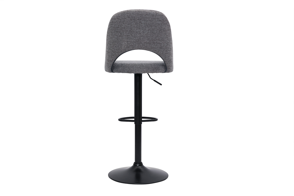 Barhocker hhenverstellbar Stoff mit strukturiertem Samteffekt in Grau und schwarzes Metall (2er-Set) COSETTE