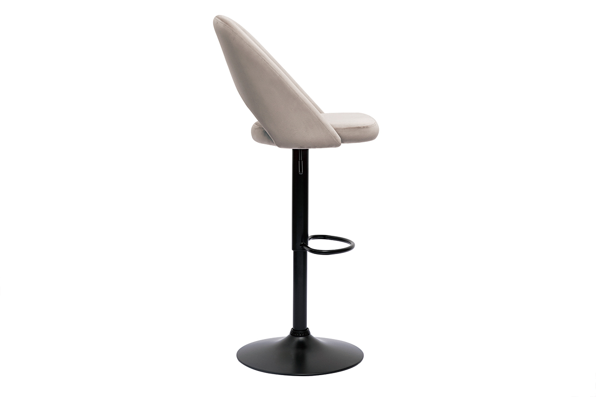 Barhocker hhenverstellbar taupefarbener Samt und schwarzes Metall (2er-Set) COSETTE