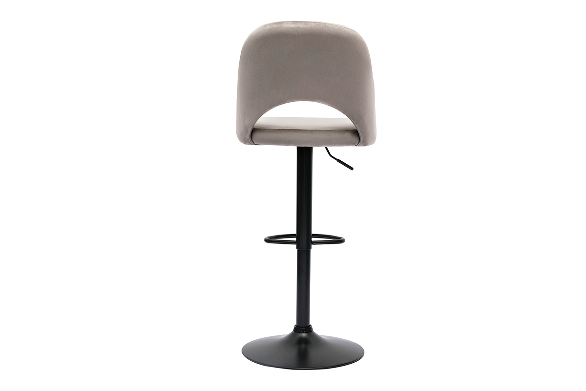 Barhocker hhenverstellbar taupefarbener Samt und schwarzes Metall (2er-Set) COSETTE