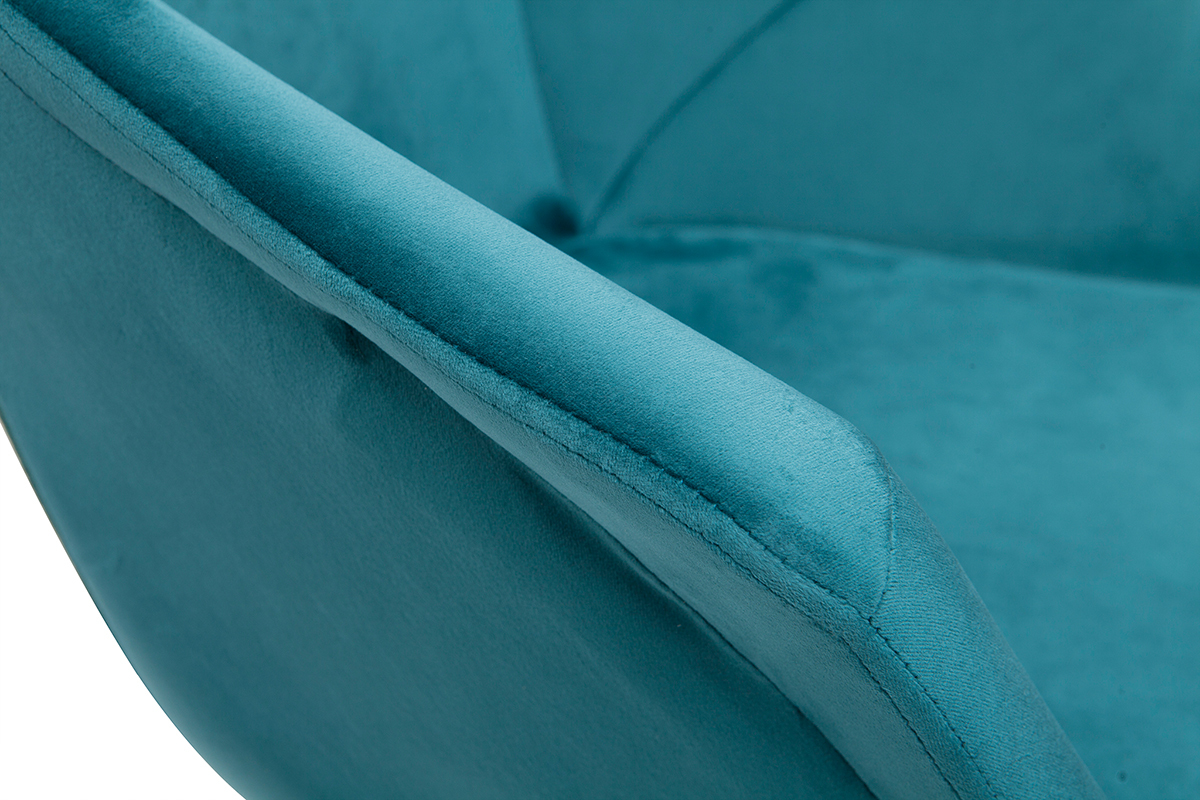 Barhocker h�henverstellbar und 360� drehbar aus petrolblauem Samt und schwarzem Metall (2er-Set) TAYA