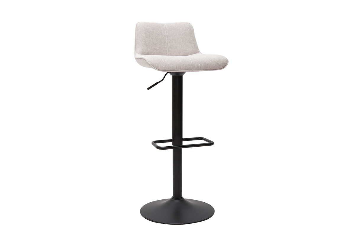 Barhocker h�henverstellbar und um 360� drehbar aus Stoff mit strukturiertem Samteffekt in Beige und Metall (2er-Set) BOOST