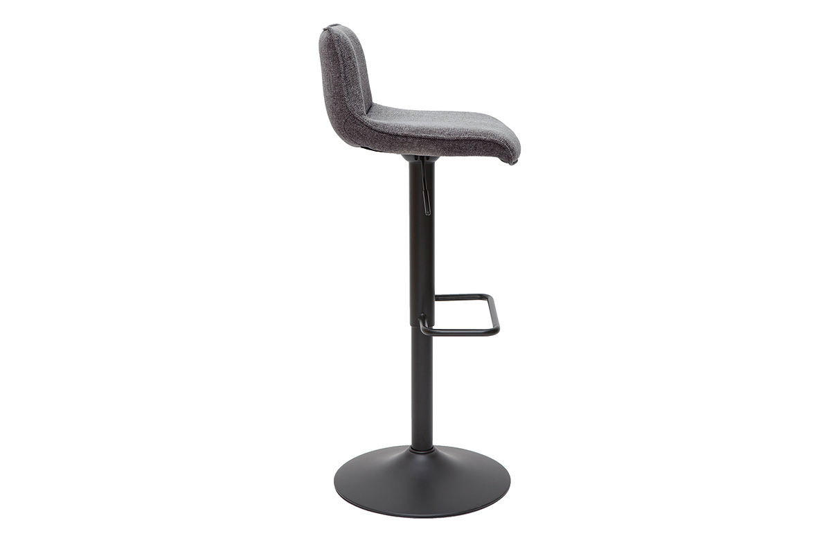 Barhocker h�henverstellbar und um 360� drehbar aus Stoff mit strukturiertem Samteffekt in Grau und Metall (2er-Set) BOOST