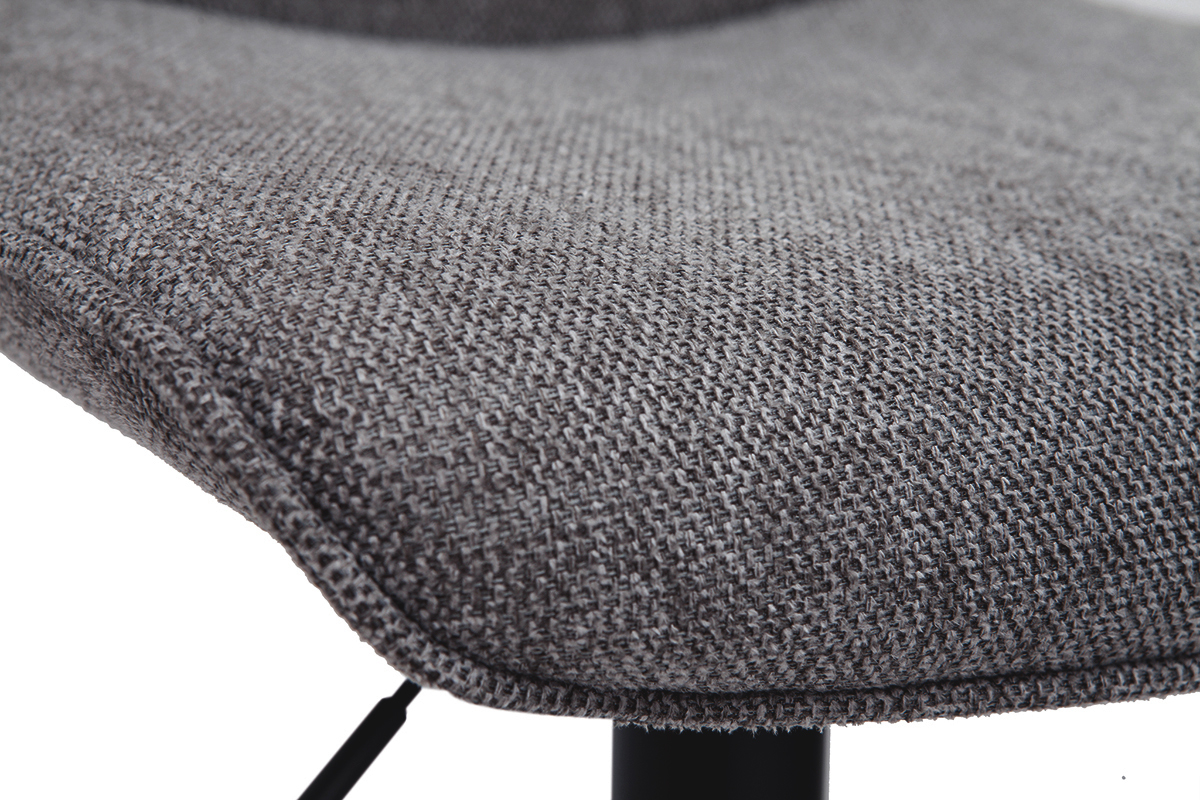 Barhocker h�henverstellbar und um 360� drehbar aus Stoff mit strukturiertem Samteffekt in Grau und Metall (2er-Set) BOOST