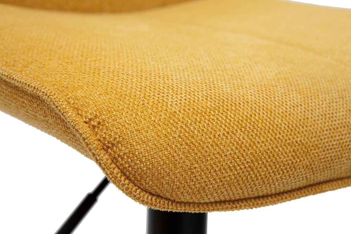 Barhocker h�henverstellbar und um 360� drehbar aus Stoff mit strukturiertem Samteffekt in Senfgelb und Metall (2er-Set) BOOST