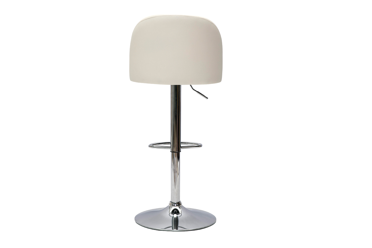 Barhocker hhenverstellbar weies Polyurethan Stoff und verchromtes Metall (2er-Set) CELESTE