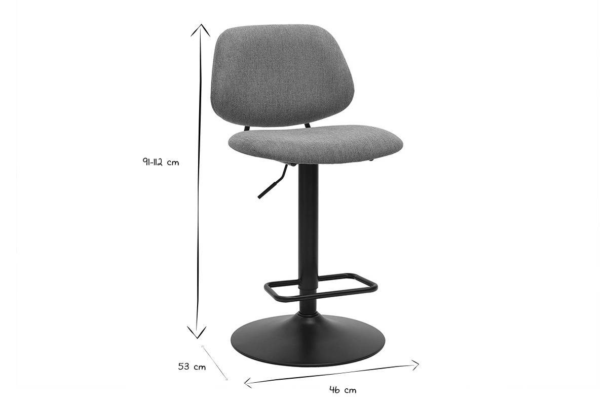Ma�e des BARNET Hockers in Schwarz und Wei�: H�he 91-112 cm, Breite 53 cm, Tiefe 46 cm.