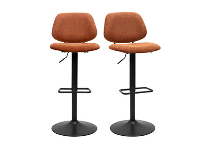 Barhocker im Design-Stil mit Stoffbezug in Samt-Optik Burnt Earth und schwarzem Metall BARNET (2er Set)