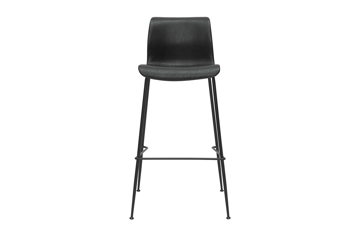Barhocker in schwarzem Antik-Look und schwarzes Metall H75 cm (2er-Set) HAROLD