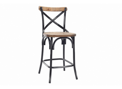 Barhocker Industrie-Look aus Holz und Metall gealtert Schwarz 65 cm JAKE
