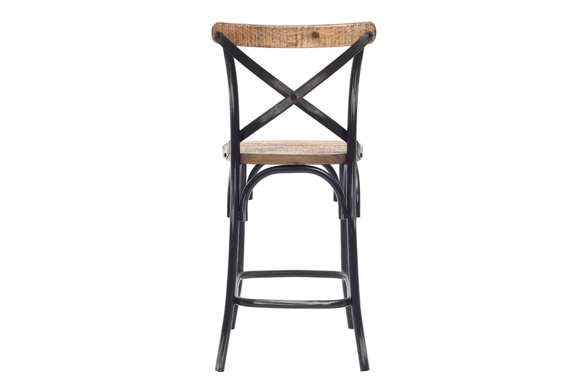 Barhocker Industrie-Look aus Holz und Metall gealtert Schwarz JAKE