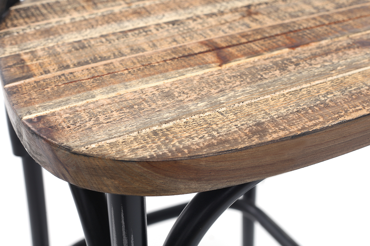 Barhocker Industrie-Look aus Holz und Metall gealtert Schwarz JAKE