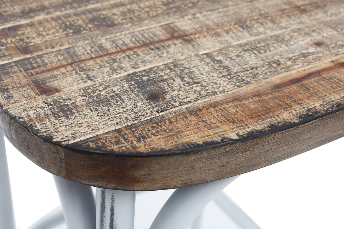 Barhocker Industrie-Look aus Holz und Metall gealtert Wei 75 cm JAKE