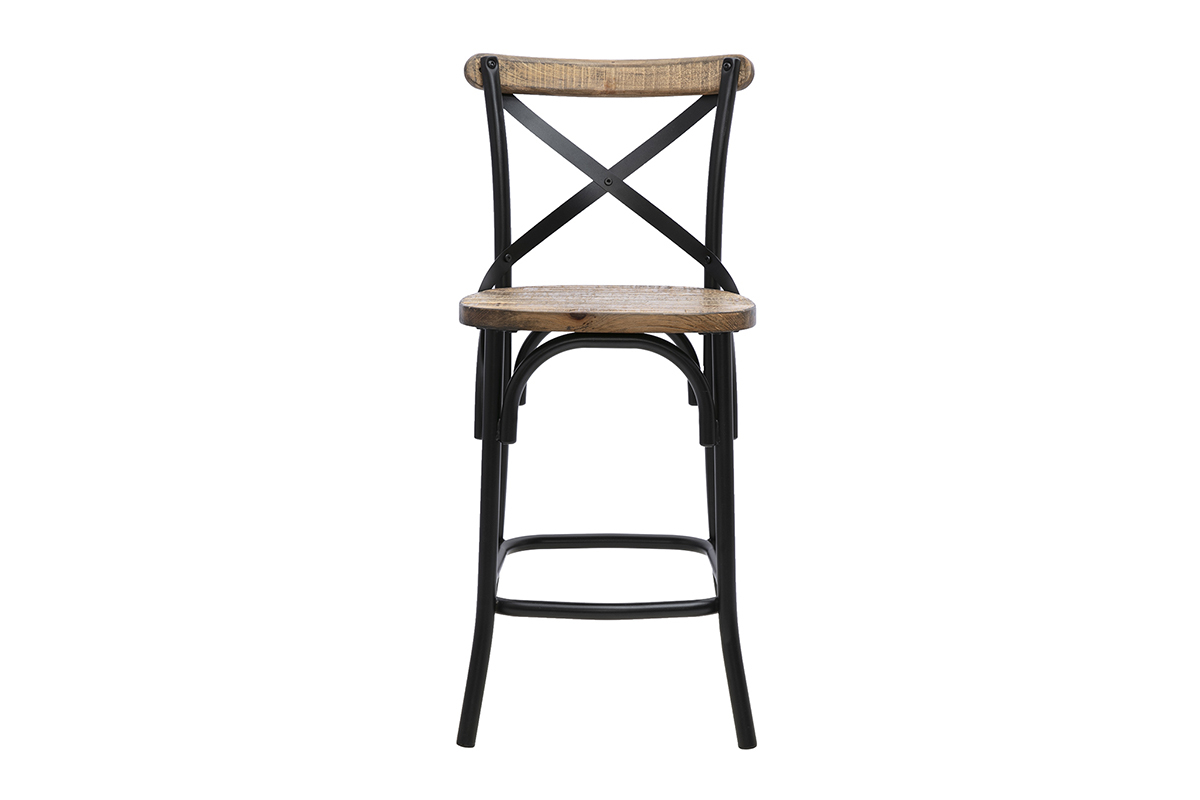 Industrie-Barhocker JAKE aus Holz und Metall, Vorderansicht, H�he 65 cm