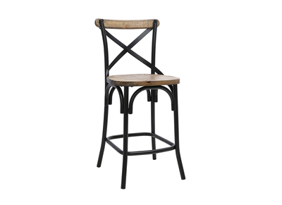 Barhocker Industrie-Look aus Holz und Metall Schwarz 65 cm JAKE