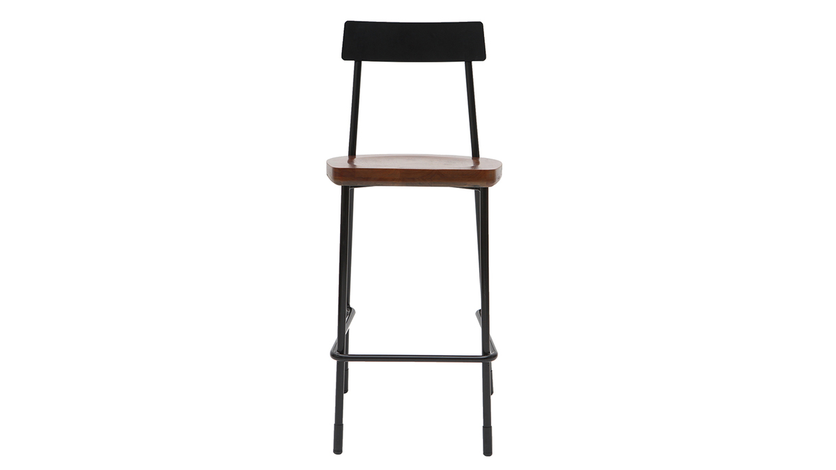 Barhocker Industrie-Look Metall und schwarzes Holz 65 cm (2er-Set) OUDIN