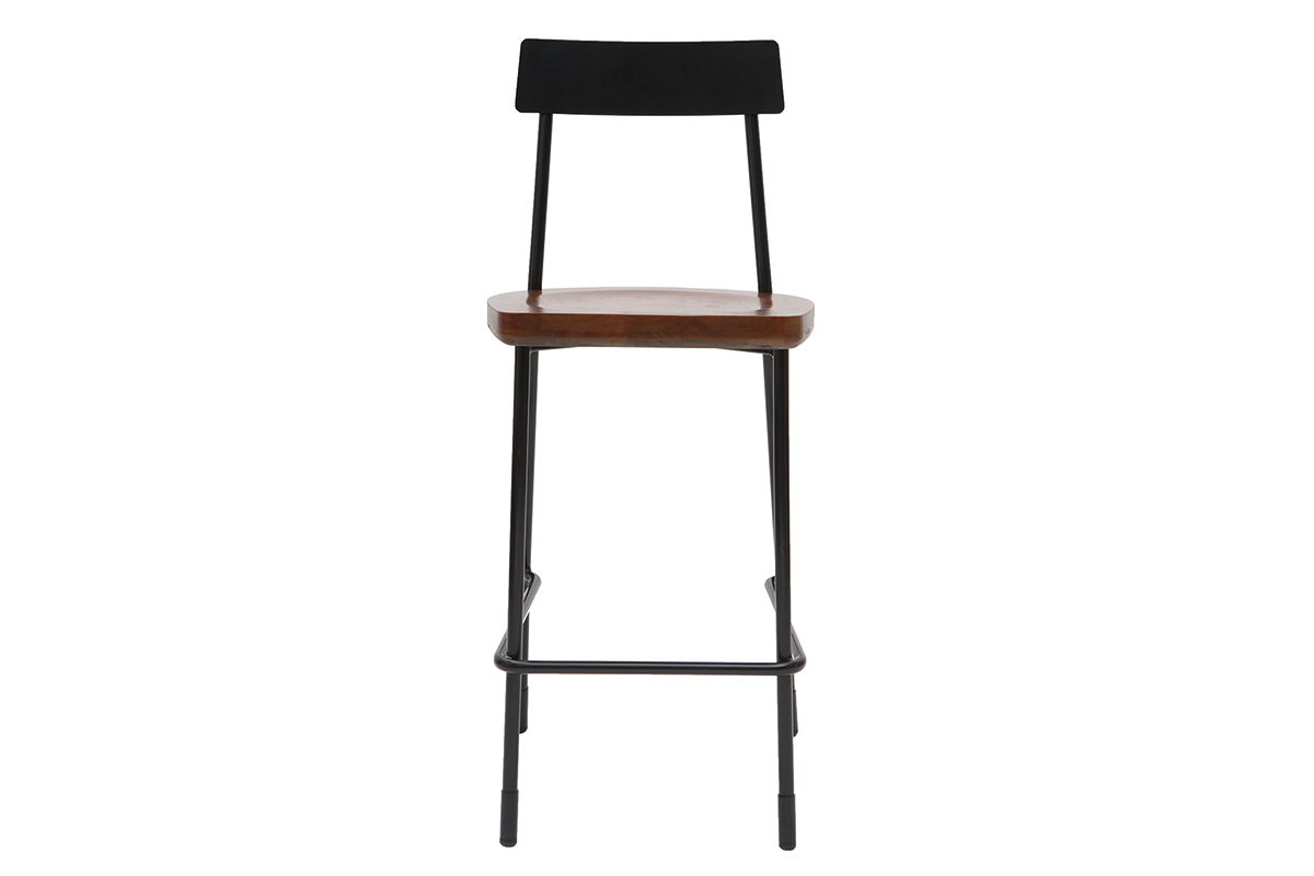Barhocker Industrie-Look Metall und schwarzes Holz 65 cm (2er-Set) OUDIN