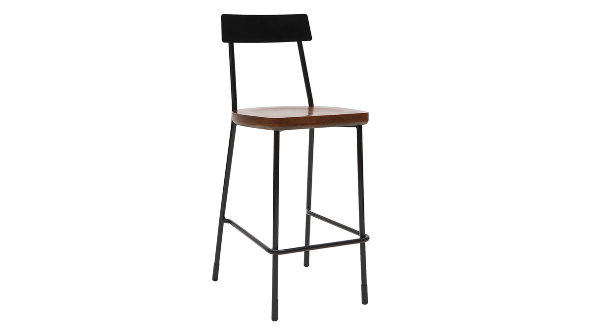 Barhocker Industrie-Look Metall und schwarzes Holz 65 cm (2er-Set) OUDIN