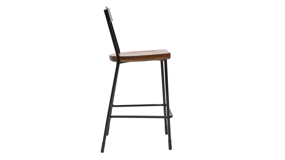 Barhocker Industrie-Look Metall und schwarzes Holz 65 cm (2er-Set) OUDIN