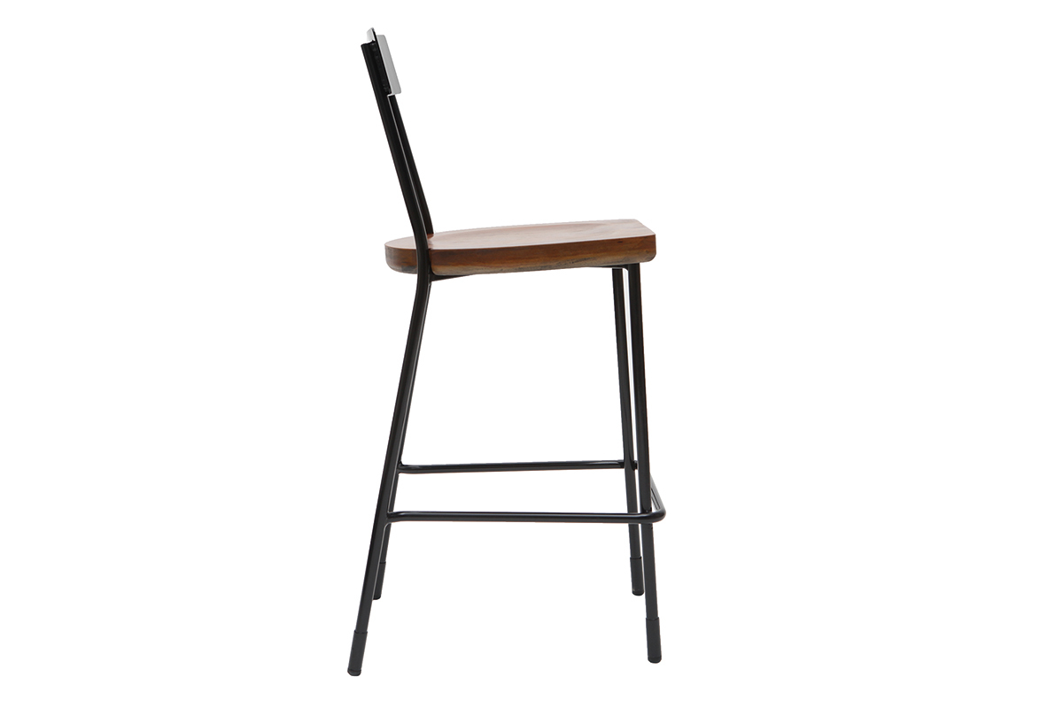 Barhocker Industrie-Look Metall und schwarzes Holz 65 cm (2er-Set) OUDIN