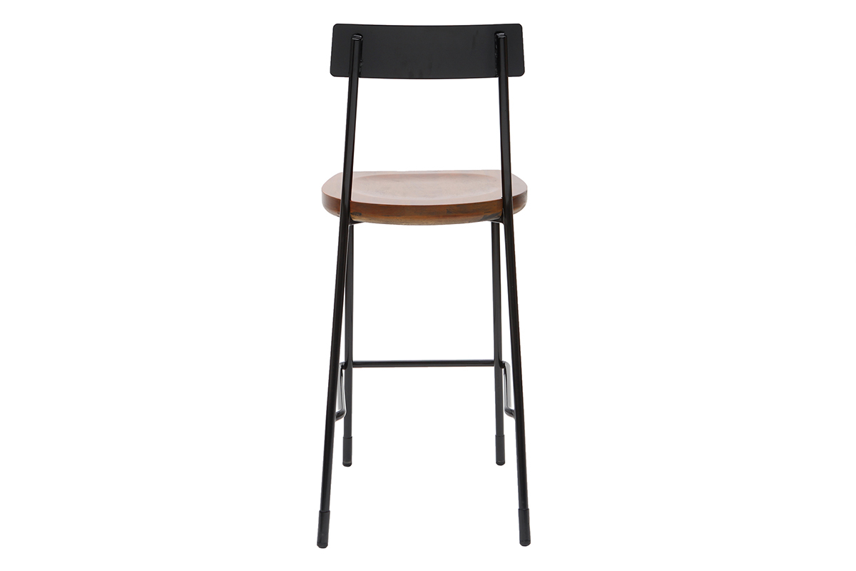 Barhocker Industrie-Look Metall und schwarzes Holz 65 cm (2er-Set) OUDIN