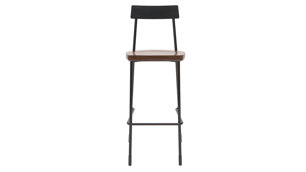 Barhocker Industrie-Look Metall und schwarzes Holz 75 cm (2er-Set) OUDIN