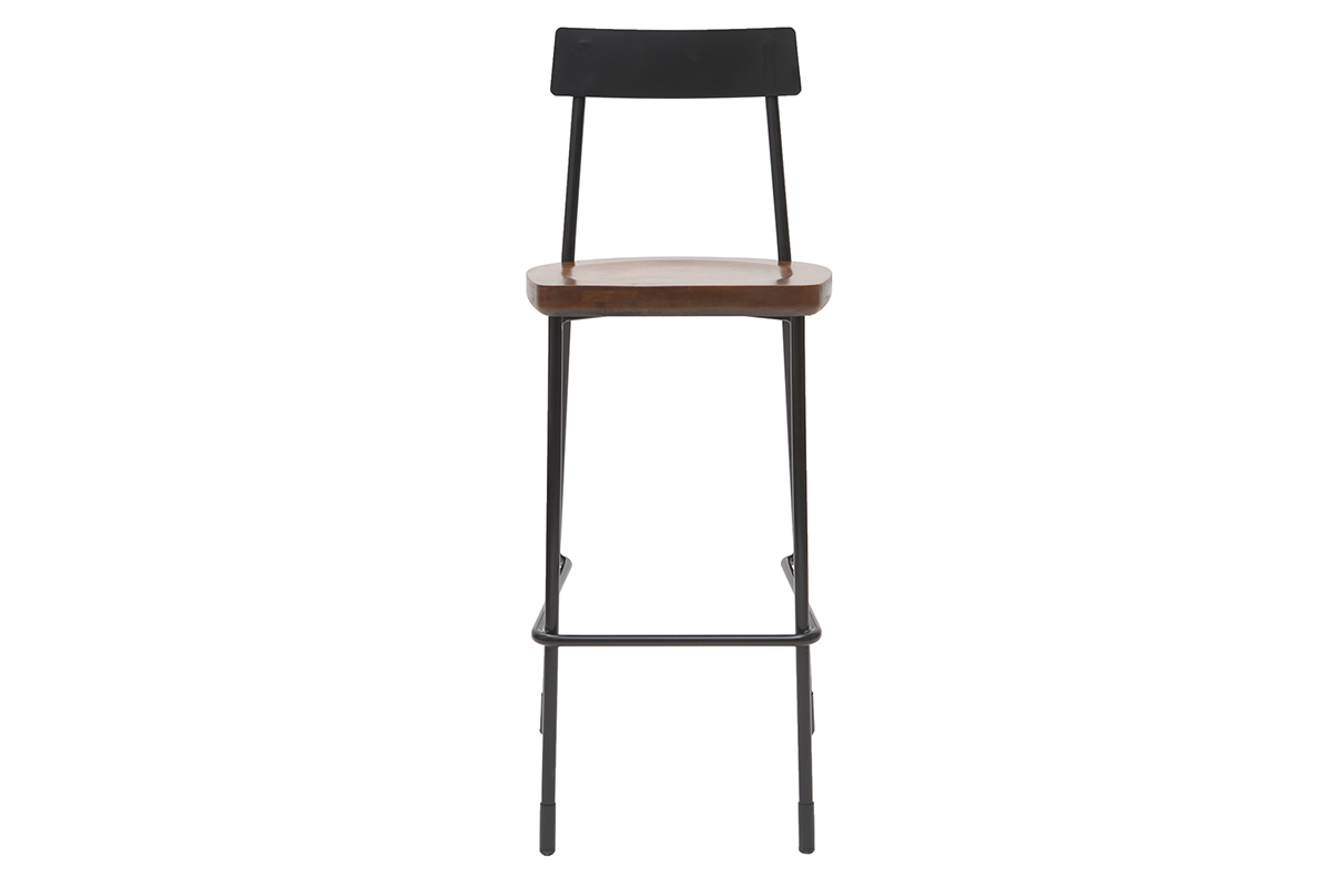Barhocker Industrie-Look Metall und schwarzes Holz 75 cm (2er-Set) OUDIN