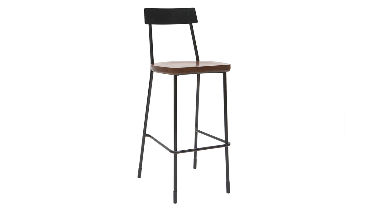 Barhocker Industrie-Look Metall und schwarzes Holz 75 cm (2er-Set) OUDIN