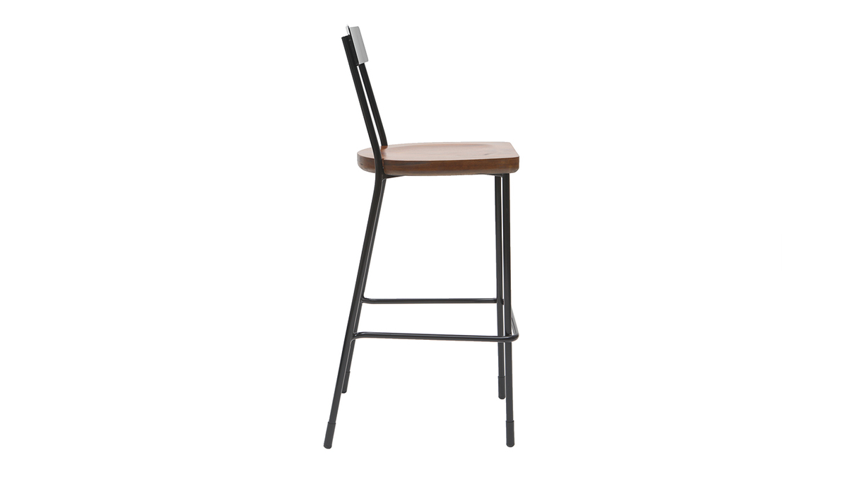 Barhocker Industrie-Look Metall und schwarzes Holz 75 cm (2er-Set) OUDIN