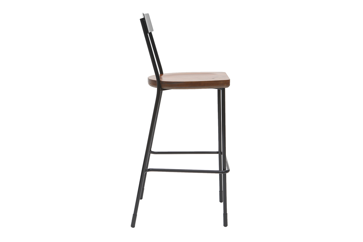 Barhocker Industrie-Look Metall und schwarzes Holz 75 cm (2er-Set) OUDIN