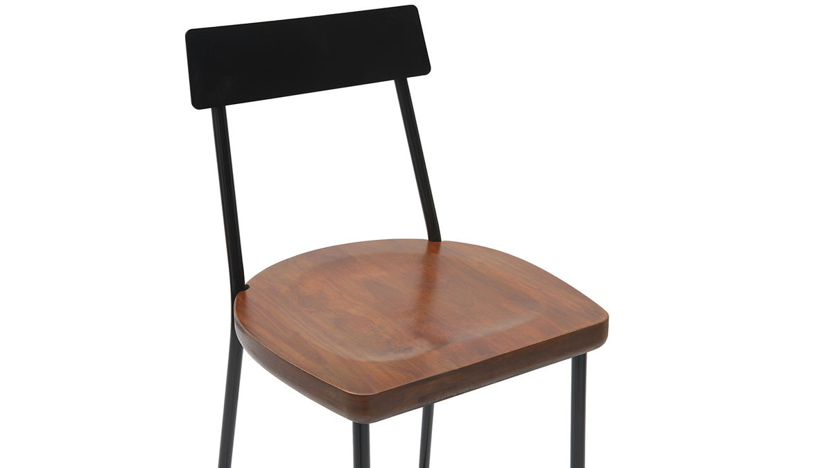 Barhocker Industrie-Look Metall und schwarzes Holz 75 cm (2er-Set) OUDIN