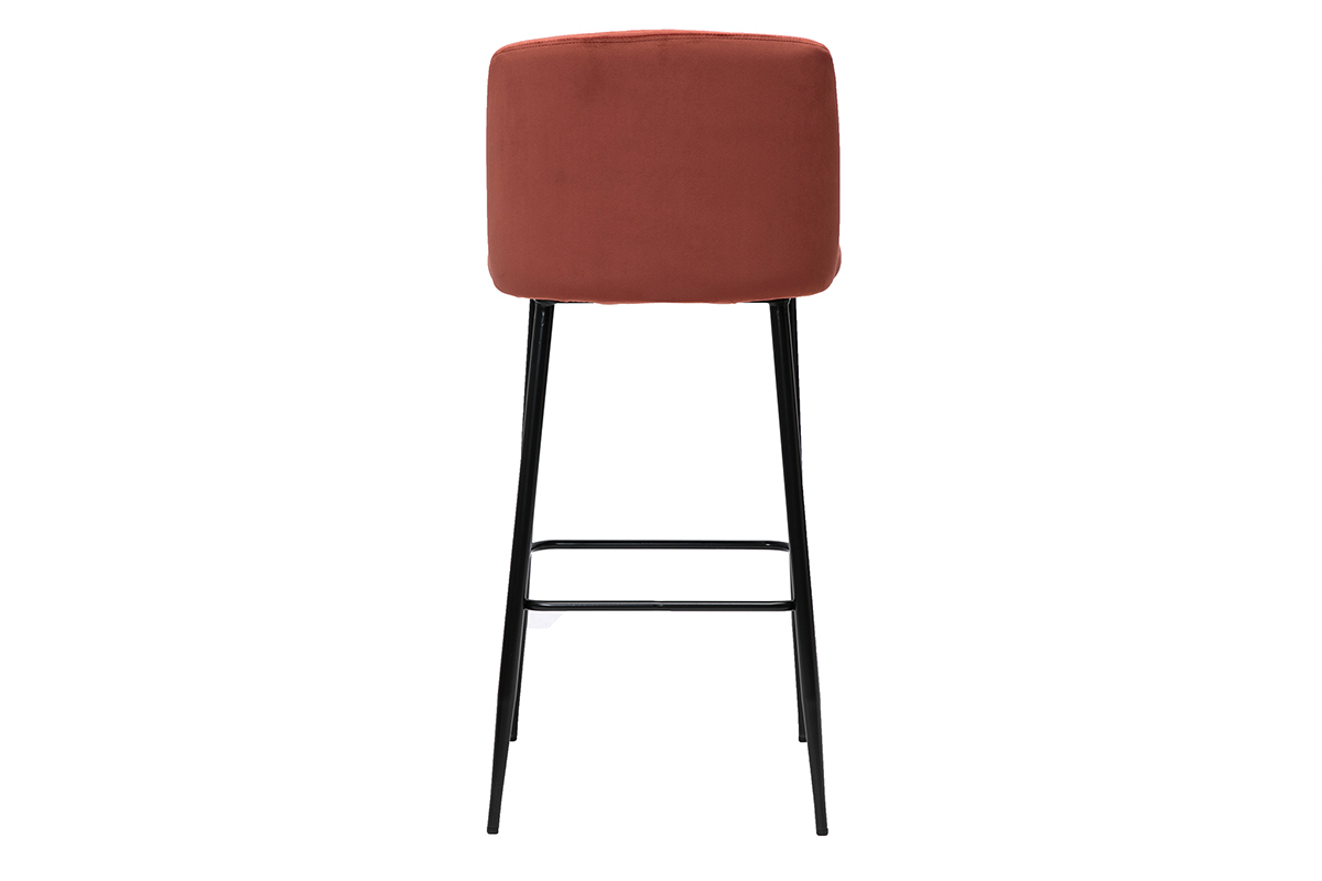 Barhocker kupferfarbener Samt und Fe aus schwarzem Metall H75 cm MONTI