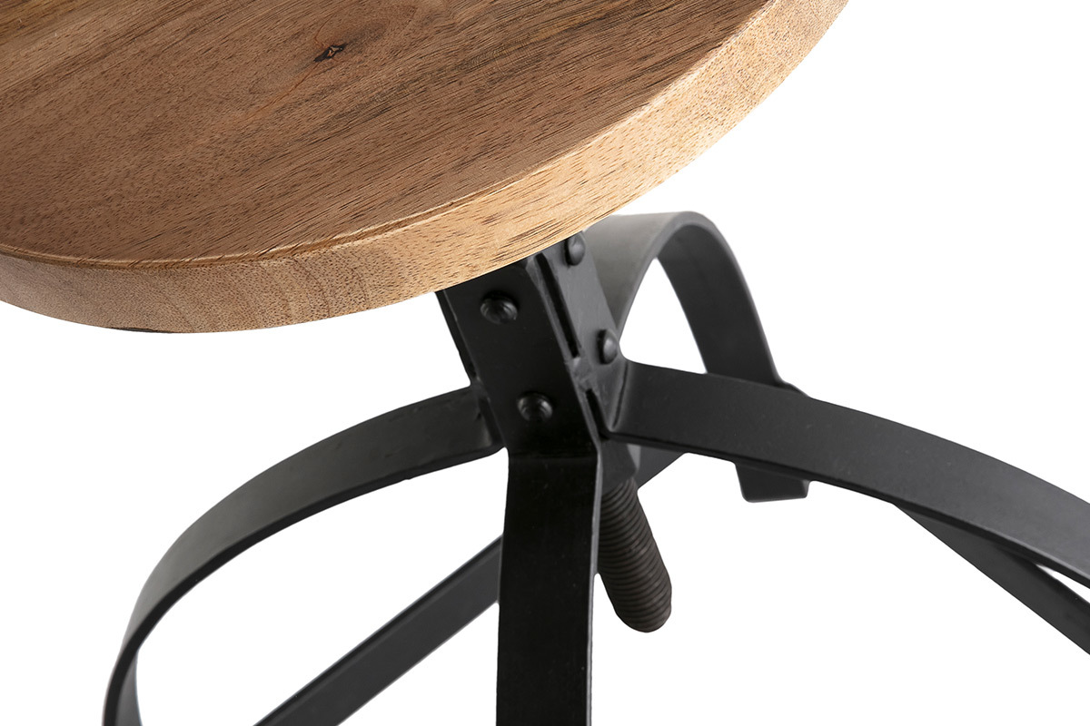 Barhocker Metall und Holz H 65 cm INDUSTRIA