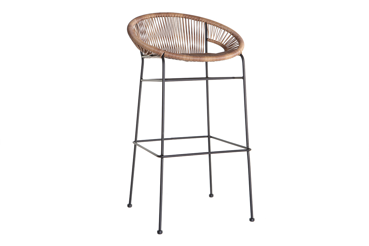 Barhocker MIA aus Kunststoffgeflecht im Rattanstil