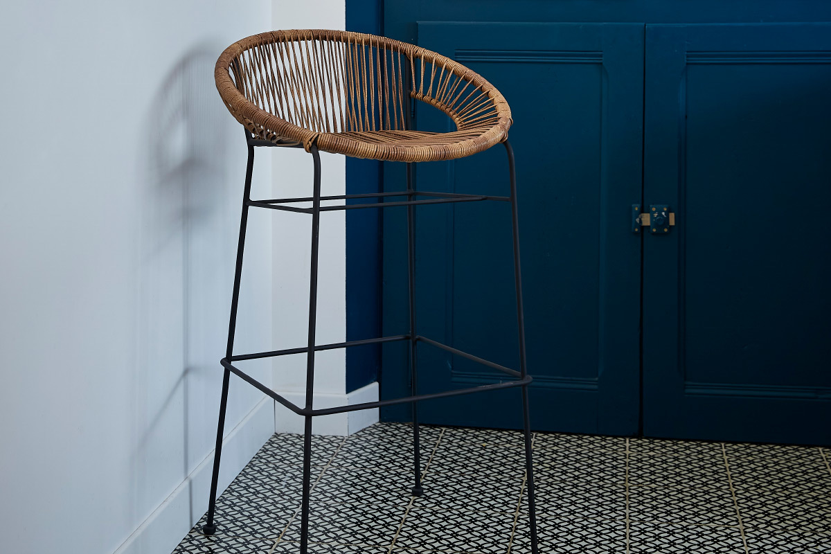 Barhocker MIA aus Kunststoffgeflecht im Rattanstil