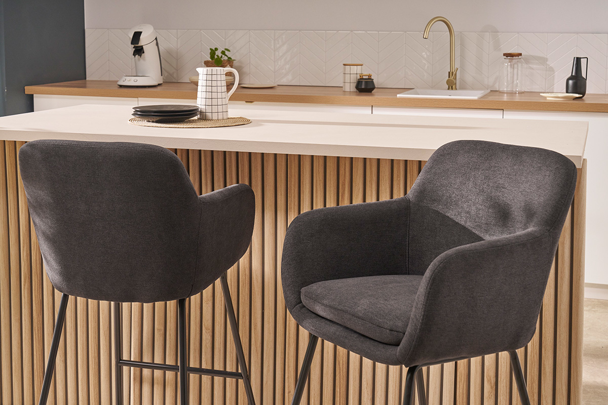 Barhocker mit Samteffekt dunkelgrau H65 cm (2er-Set) AMIKA
