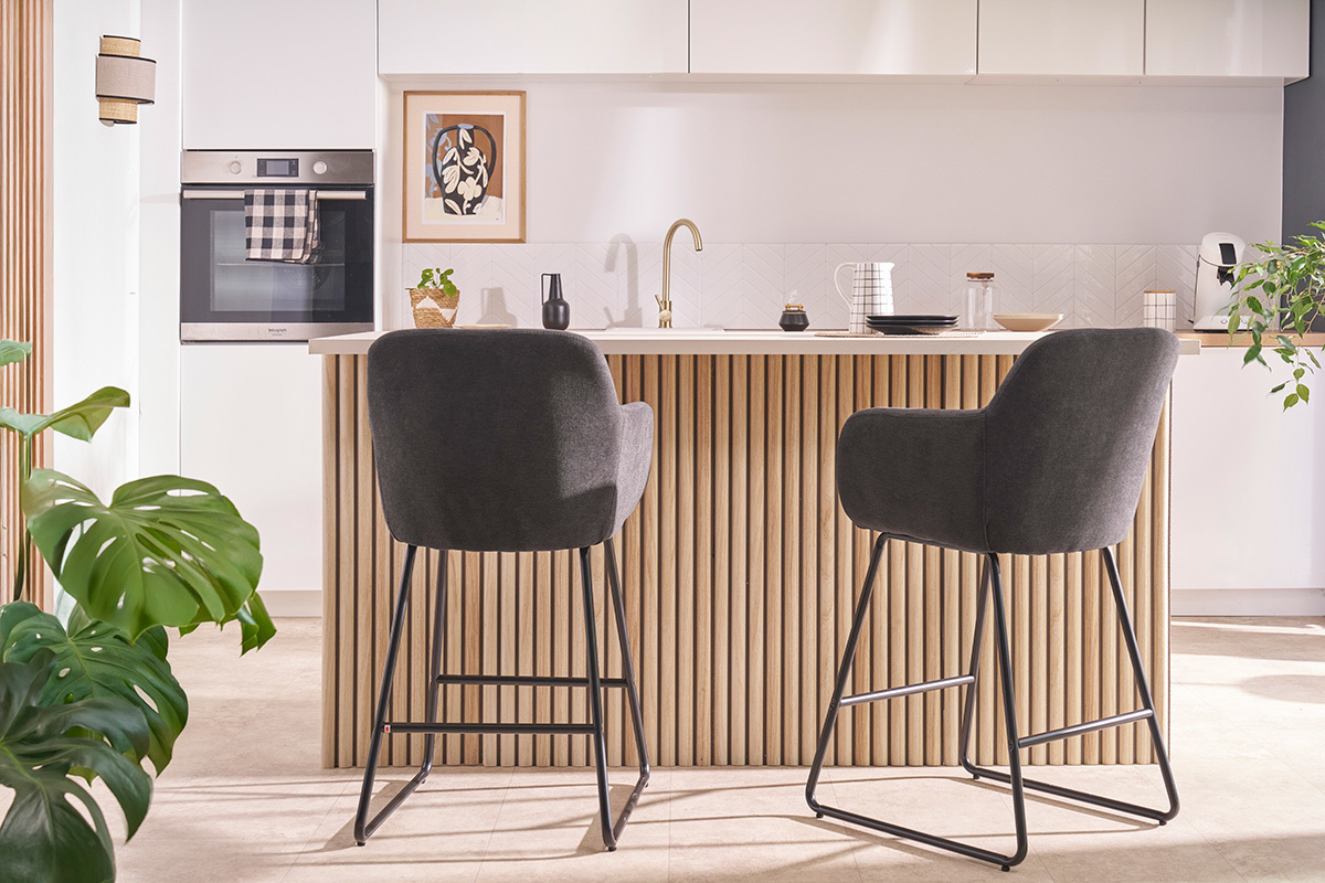 Barhocker mit Samteffekt dunkelgrau H65 cm (2er-Set) AMIKA