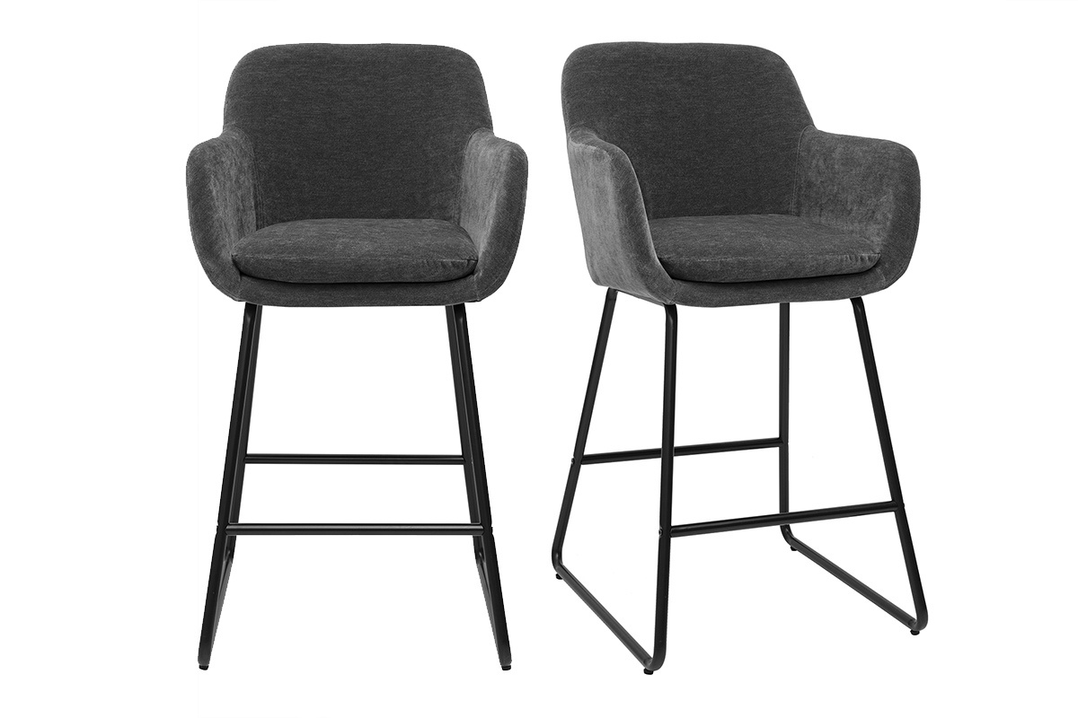 Barhocker mit Samteffekt dunkelgrau H65 cm (2er-Set) AMIKA