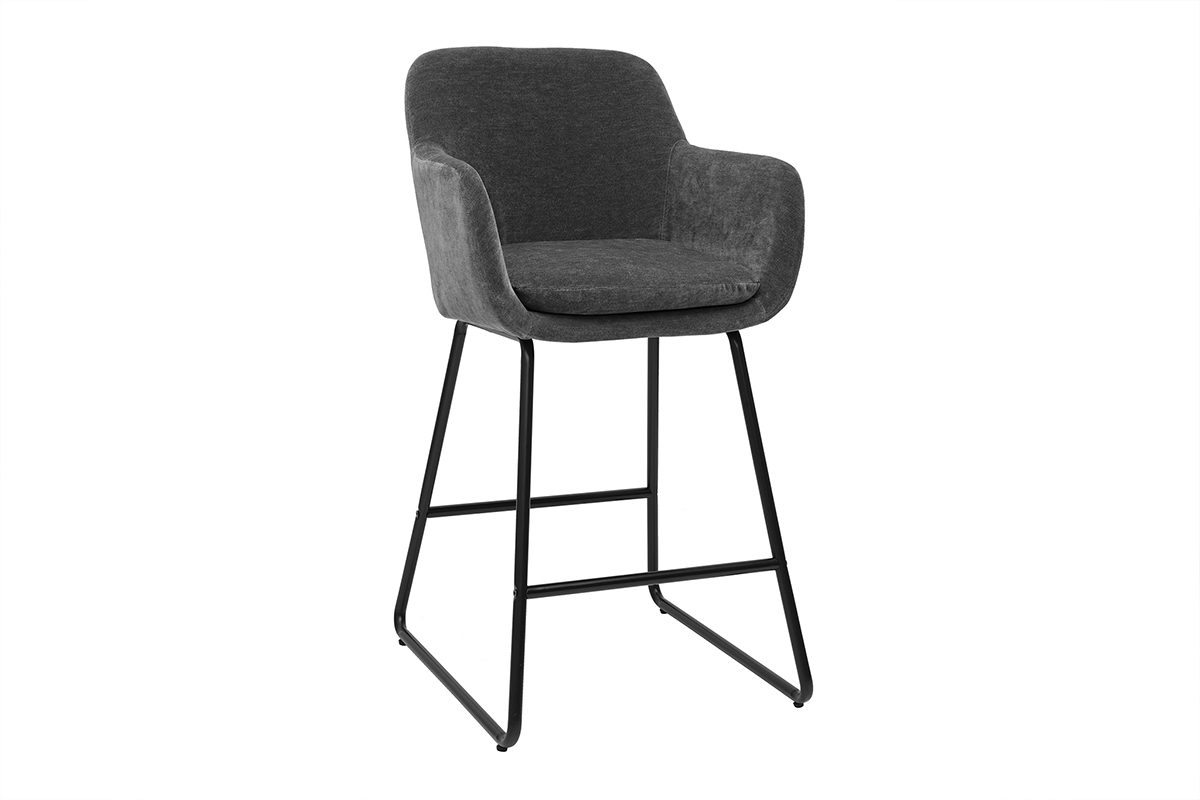 Barhocker mit Samteffekt dunkelgrau H65 cm (2er-Set) AMIKA