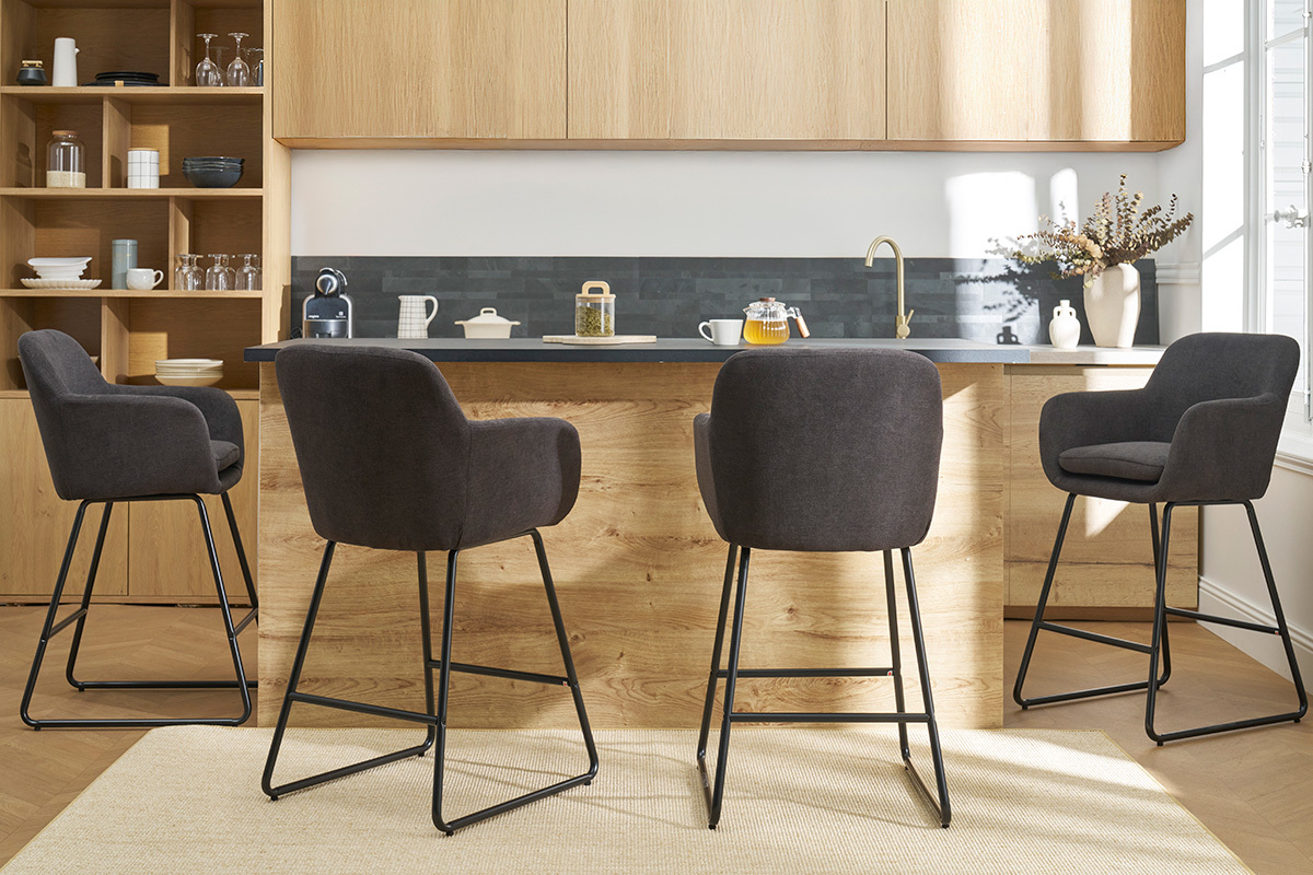 Barhocker mit Samteffekt dunkelgrau H65 cm (2er-Set) AMIKA
