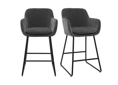 Barhocker mit Samteffekt dunkelgrau H65 cm (2er-Set) AMIKA