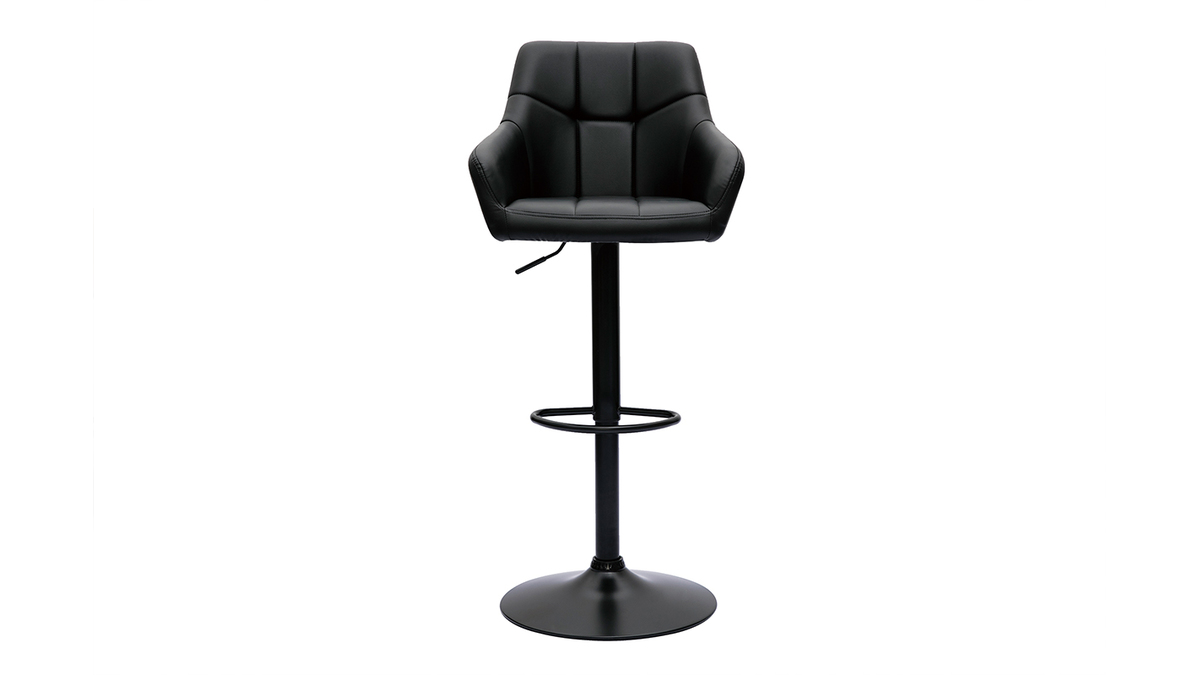 Barhocker mit schwarz gepolsterter Sitzflche und schwarzem Metall 360 (2er-Set) MONTERO