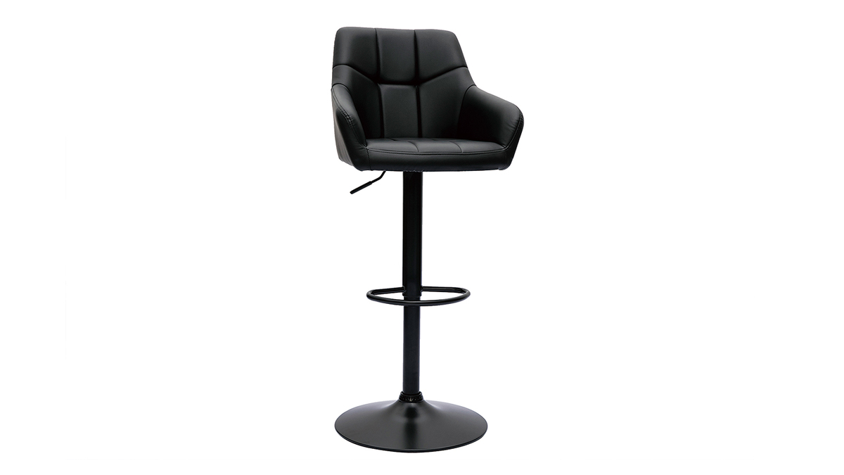 Barhocker mit schwarz gepolsterter Sitzflche und schwarzem Metall 360 (2er-Set) MONTERO